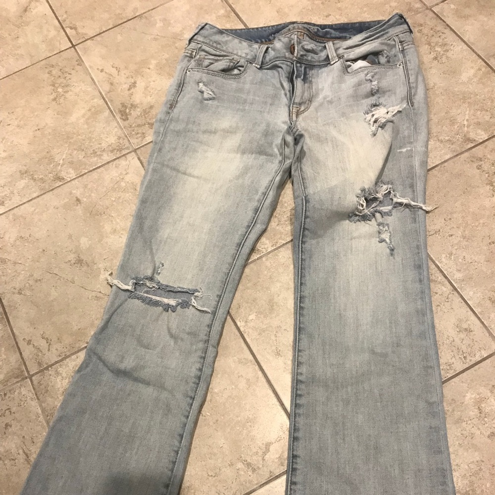 Ae light wash kick boot jeans size 8